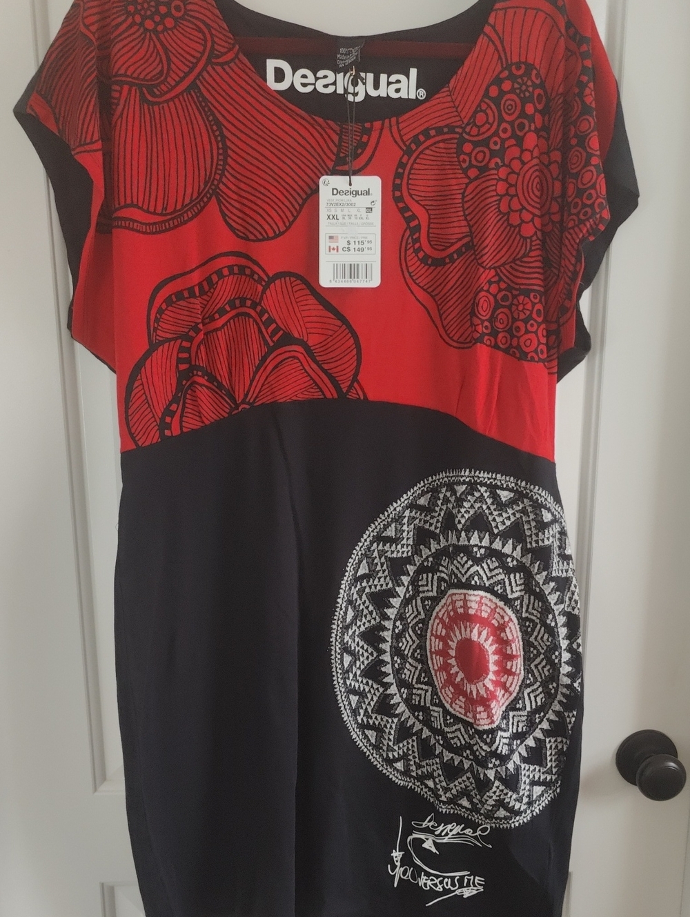 Desigual Red & Black Floral Print Women's Dress